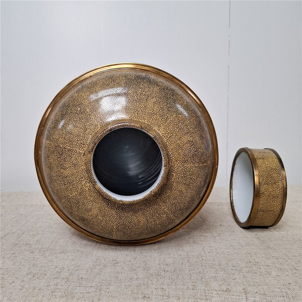 Danny's Fine Porcelain Porcelain Round Jar Constellation [Le] with Bronze Ormolu – B793 - CLOSEOUT