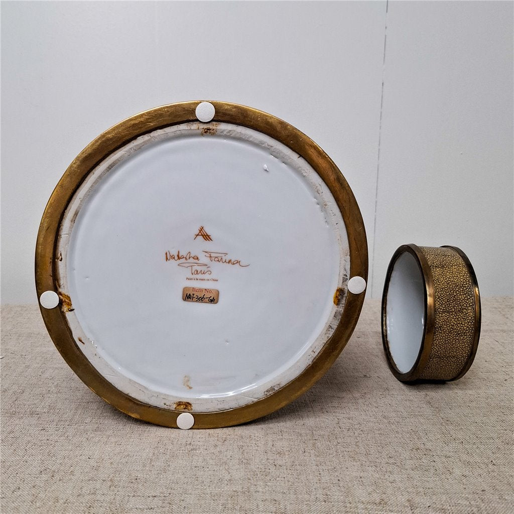 Danny's Fine Porcelain Porcelain Round Jar Constellation [Le] with Bronze Ormolu – B793 - CLOSEOUT