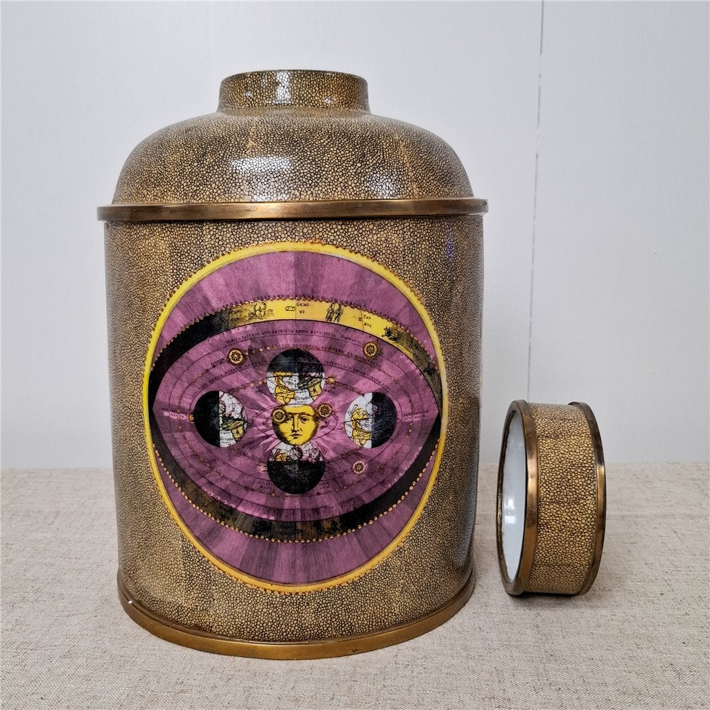 Danny's Fine Porcelain Porcelain Round Jar Constellation [Le] with Bronze Ormolu – B793 - CLOSEOUT