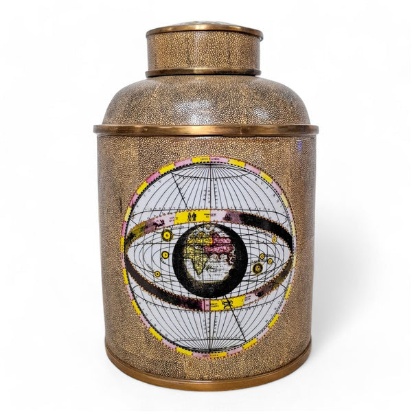 Danny's Fine Porcelain Porcelain Round Jar Constellation [Le] with Bronze Ormolu – B793 - CLOSEOUT