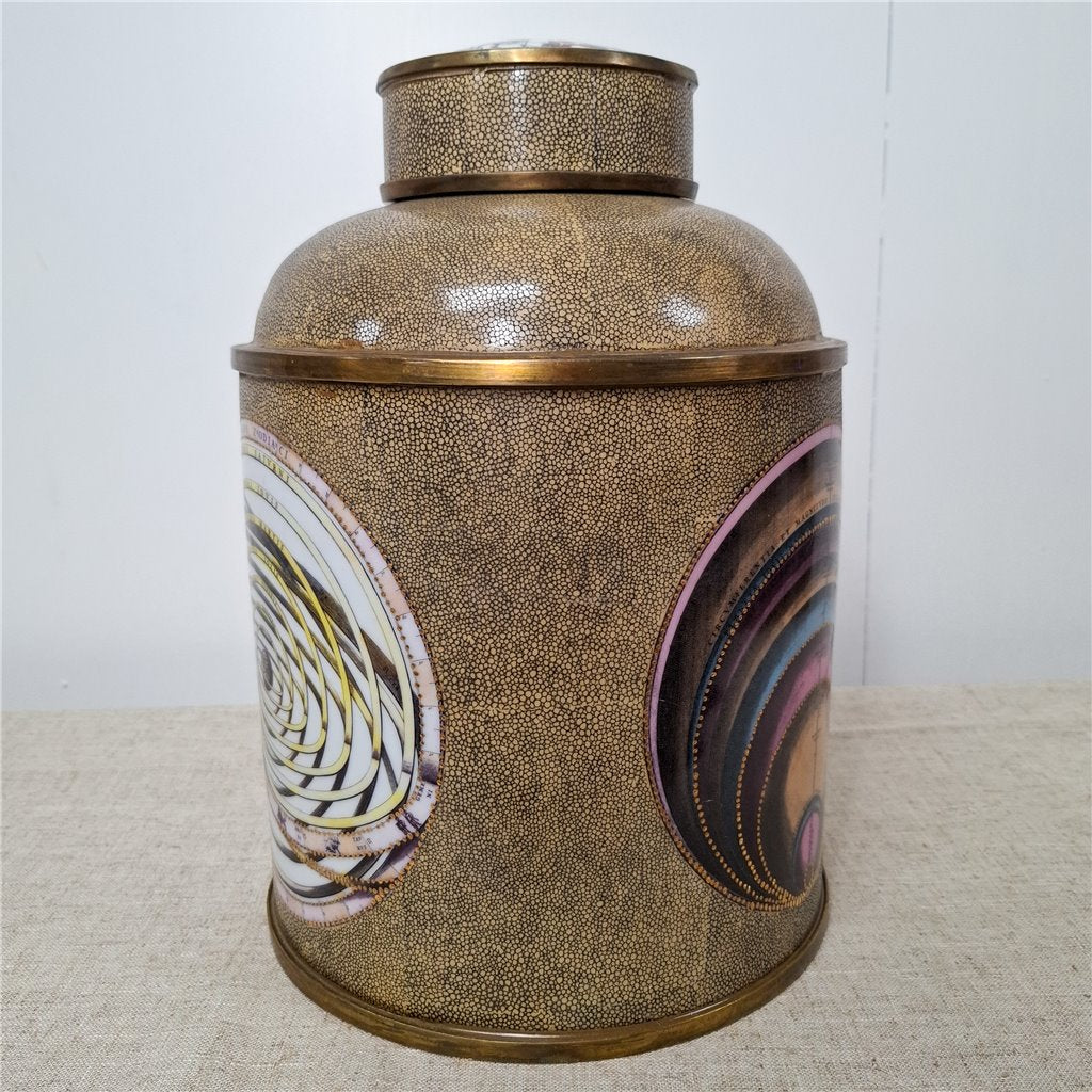 Danny's Fine Porcelain Porcelain Round Jar Constellation [Le] with Bronze Ormolu – B793 - CLOSEOUT