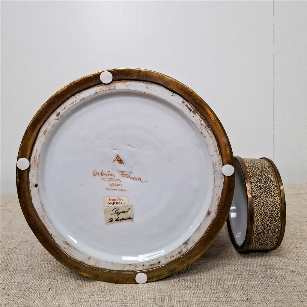 Danny's Fine Porcelain Porcelain Round Jar Constellation [Le] with Bronze Ormolu – B793 - CLOSEOUT