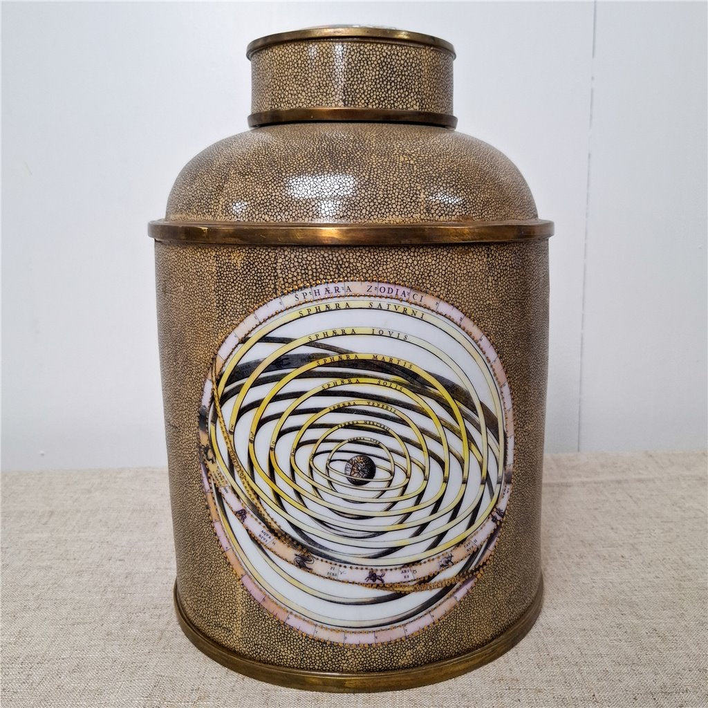 Danny's Fine Porcelain Porcelain Round Jar Constellation [Le] with Bronze Ormolu – B793 - CLOSEOUT
