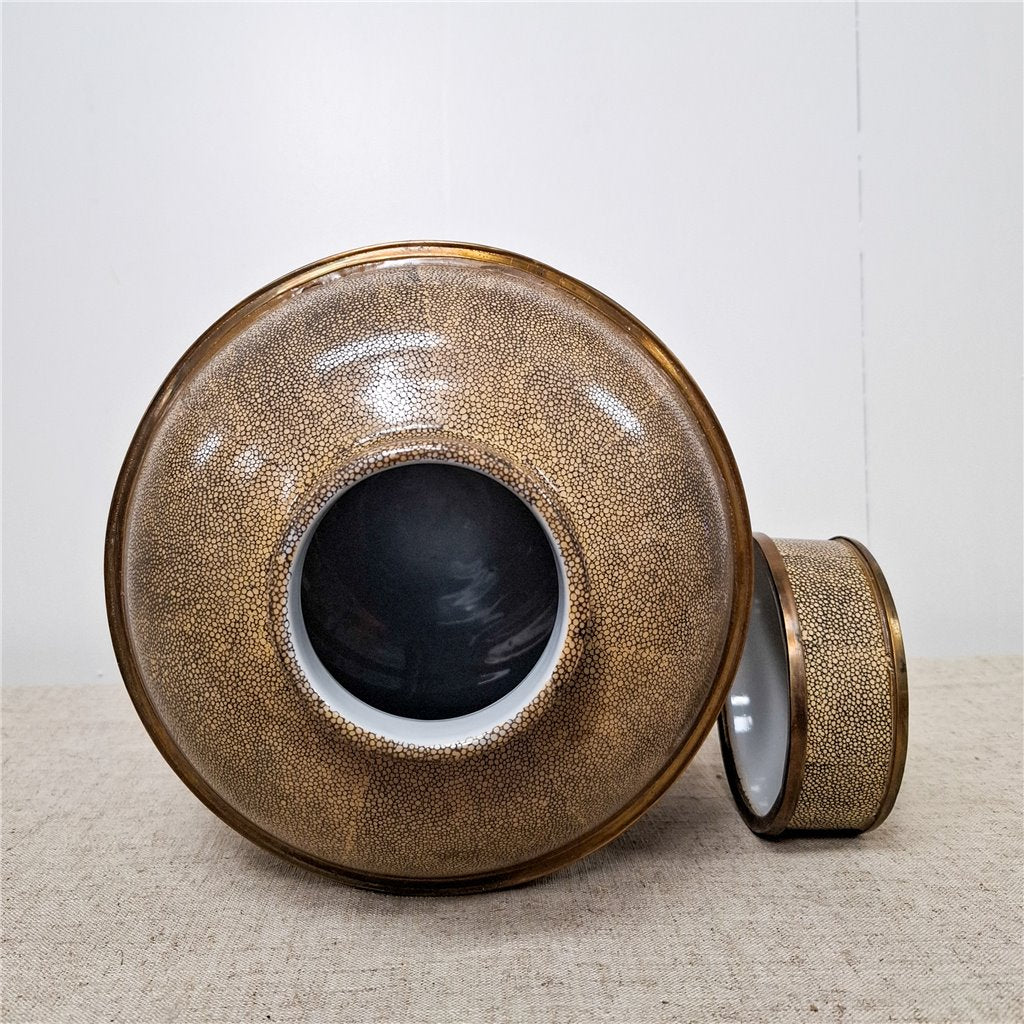 Danny's Fine Porcelain Porcelain Round Jar Constellation [Le] with Bronze Ormolu – B793 - CLOSEOUT