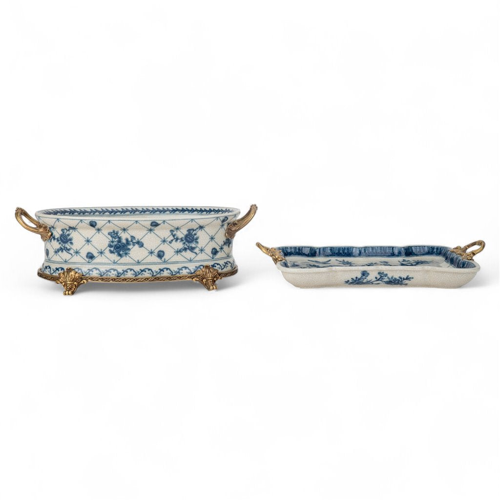 Danny's Fine Porcelain Oval Basin with Bronze Ormolu - Trellis Bloom