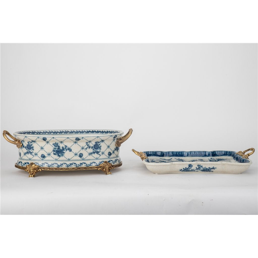 Danny's Fine Porcelain Oval Basin with Bronze Ormolu - Trellis Bloom