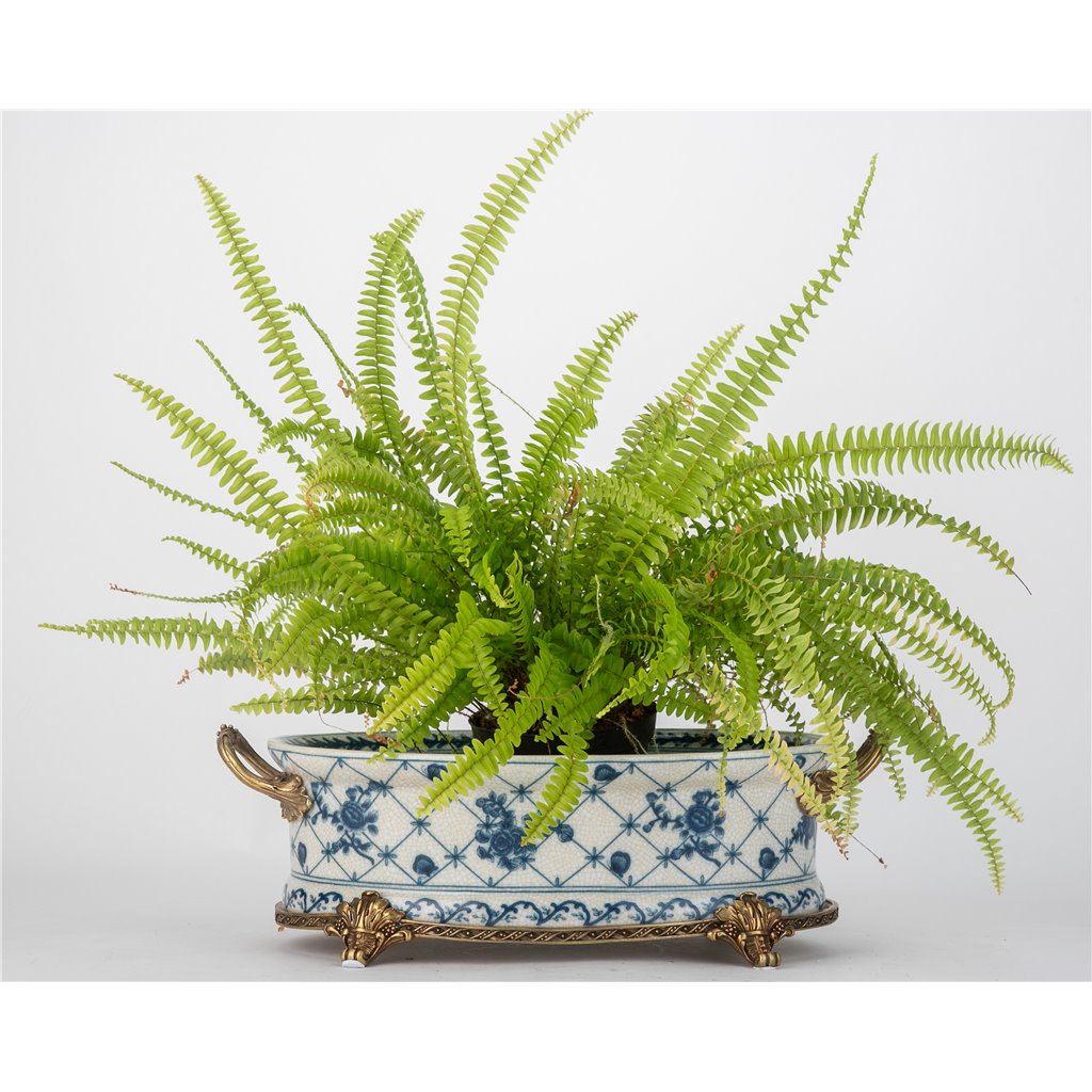 Danny's Fine Porcelain Oval Basin with Bronze Ormolu - Trellis Bloom