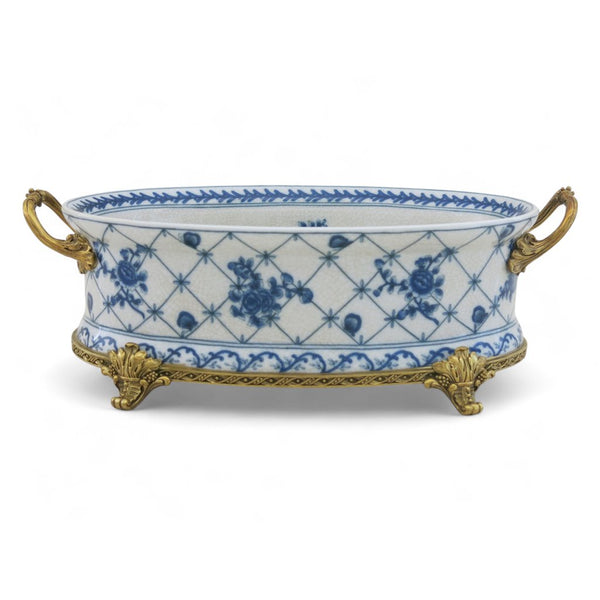 Danny's Fine Porcelain Oval Basin with Bronze Ormolu - Trellis Bloom