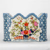 Danny's Fine Porcelain Scalloped Basin with Multicolor Florals in Blue Lattice - Garden