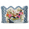 Danny's Fine Porcelain Scalloped Basin with Multicolor Florals in Blue Lattice - Garden