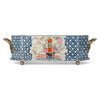 Danny's Fine Porcelain Oblong Scalloped Basin with Multicolor Floral in Blue Lattice with