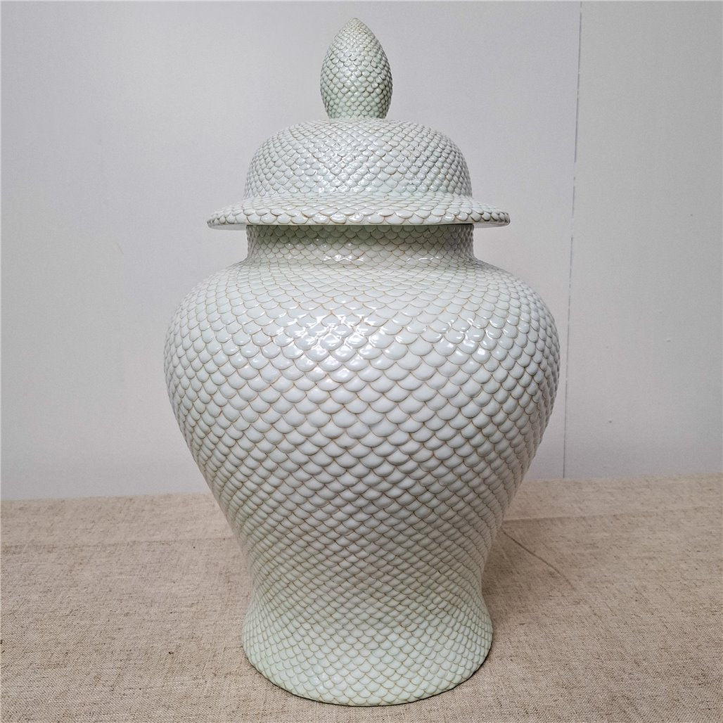 Danny's Fine Porcelain Porcelain Fish Scale Temple Jar - CLOSEOUT