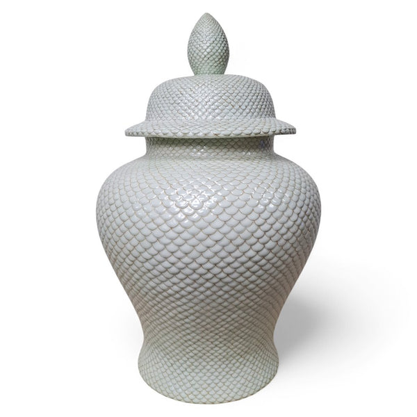 Danny's Fine Porcelain Porcelain Fish Scale Temple Jar - CLOSEOUT