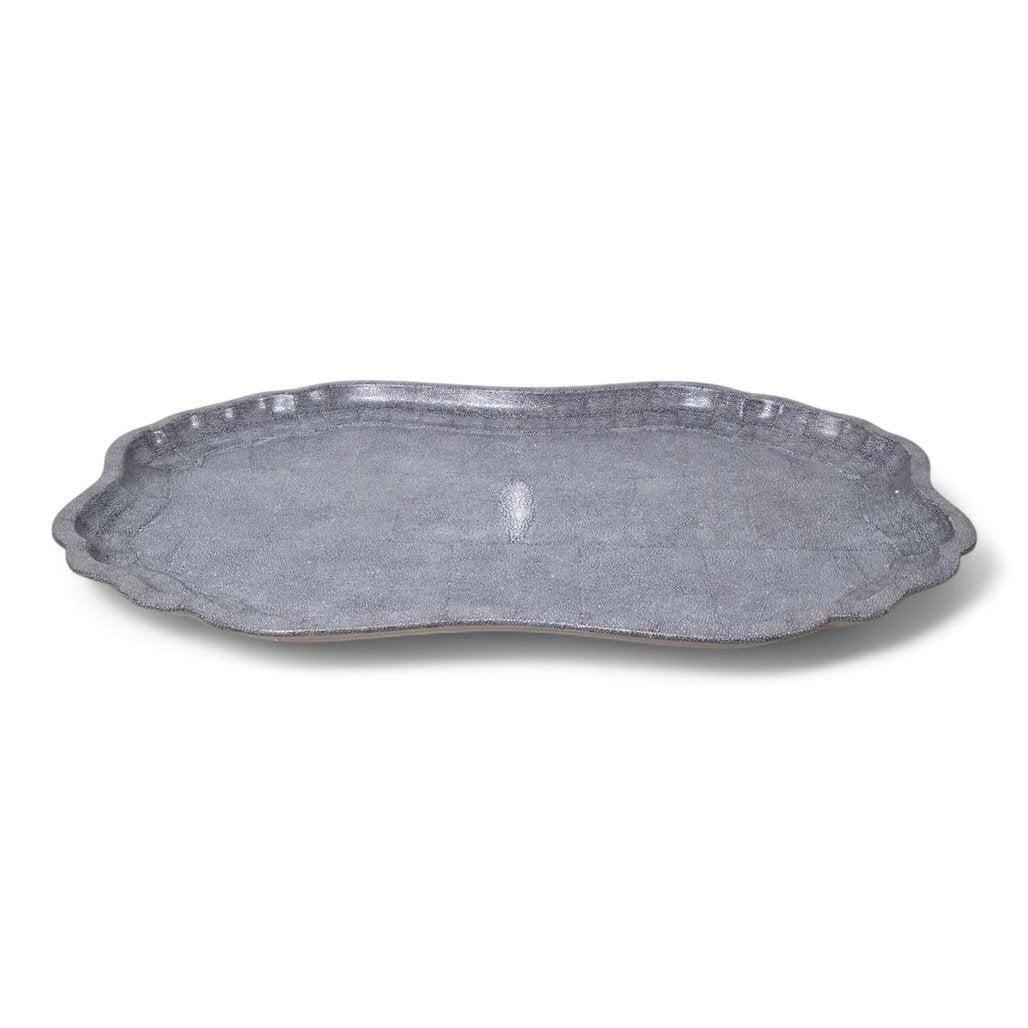 Danny's Fine Porcelain Scalloped Silver Decorative Tray - CLOSEOUT