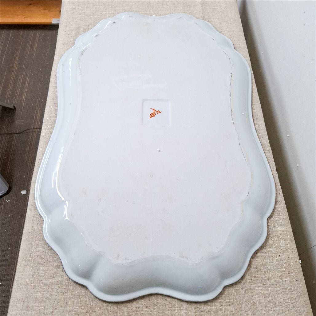 Danny's Fine Porcelain Scalloped Silver Decorative Tray - CLOSEOUT