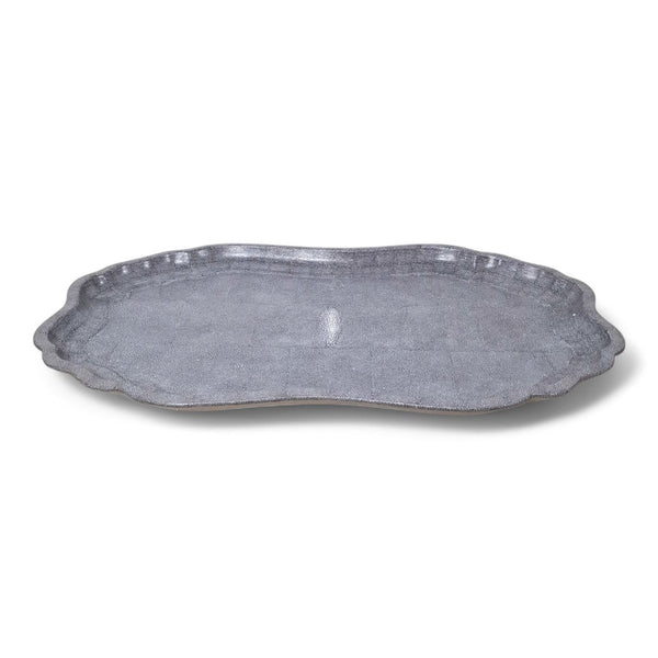Danny's Fine Porcelain Scalloped Silver Decorative Tray - CLOSEOUT