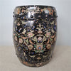Danny's Fine Porcelain Black Floral Porcelain Garden Stool - CLOSEOUT