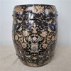 Danny's Fine Porcelain Black Floral Porcelain Garden Stool - CLOSEOUT