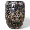 Danny's Fine Porcelain Black Floral Porcelain Garden Stool - CLOSEOUT