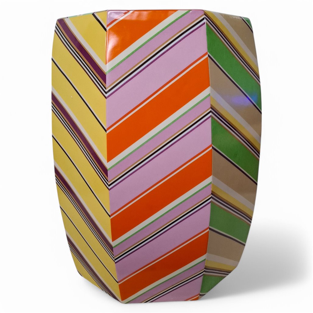 Danny's Fine Porcelain Colorful Chevron Porcelain Vase - CLOSEOUT