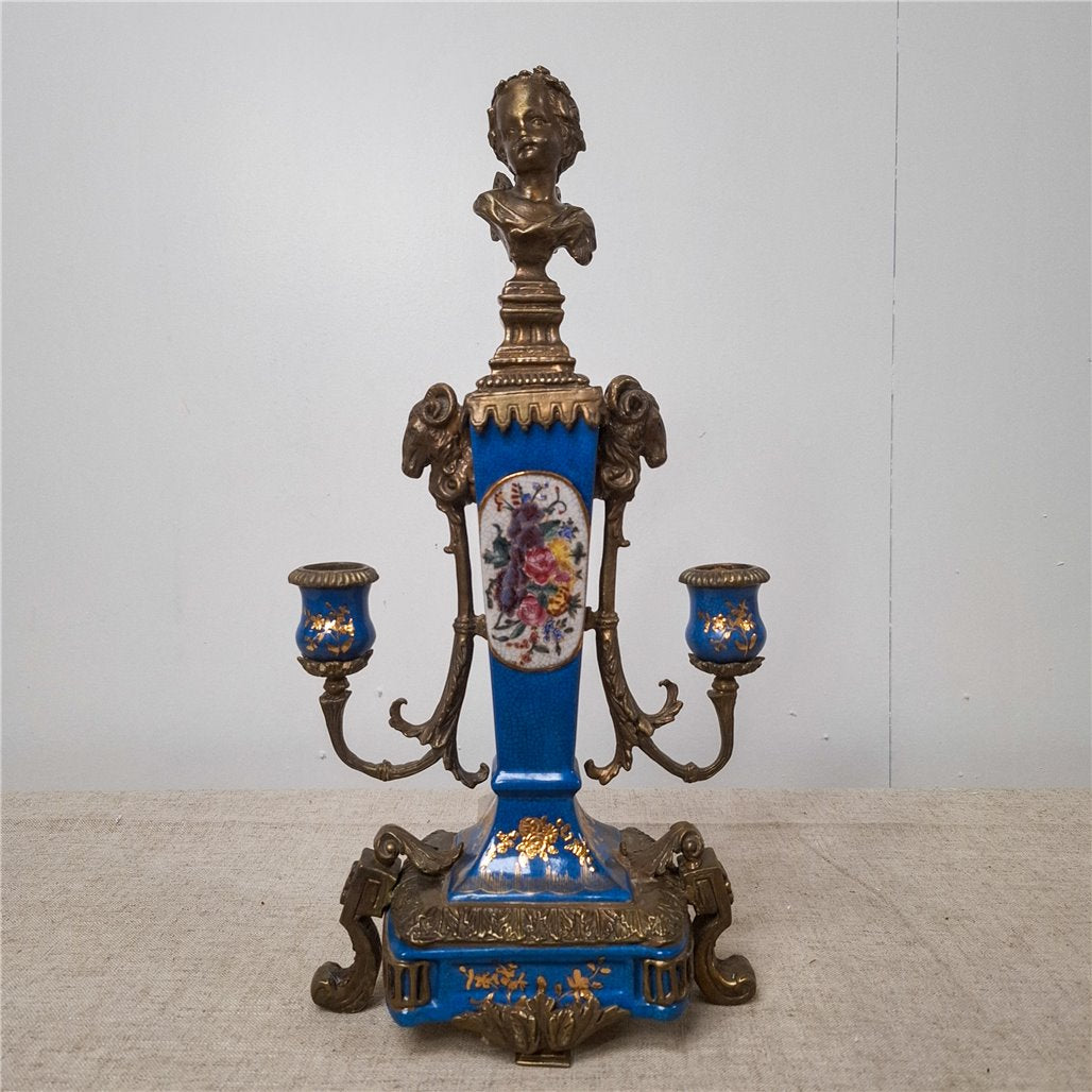 Danny's Fine Porcelain Blue Porcelain Ormolu Candelabra - CLOSEOUT