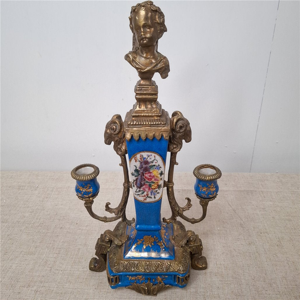 Danny's Fine Porcelain Blue Porcelain Ormolu Candelabra - CLOSEOUT