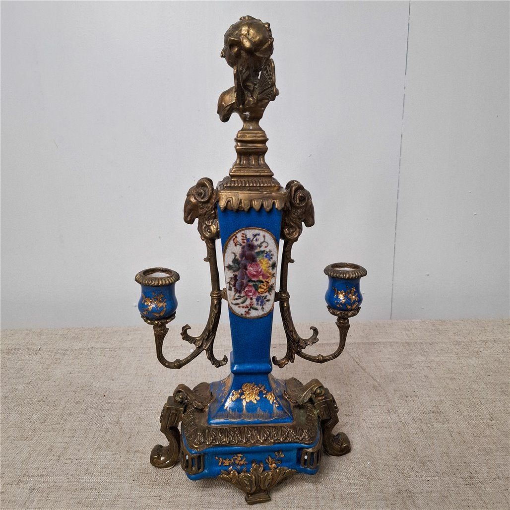 Danny's Fine Porcelain Blue Porcelain Ormolu Candelabra - CLOSEOUT