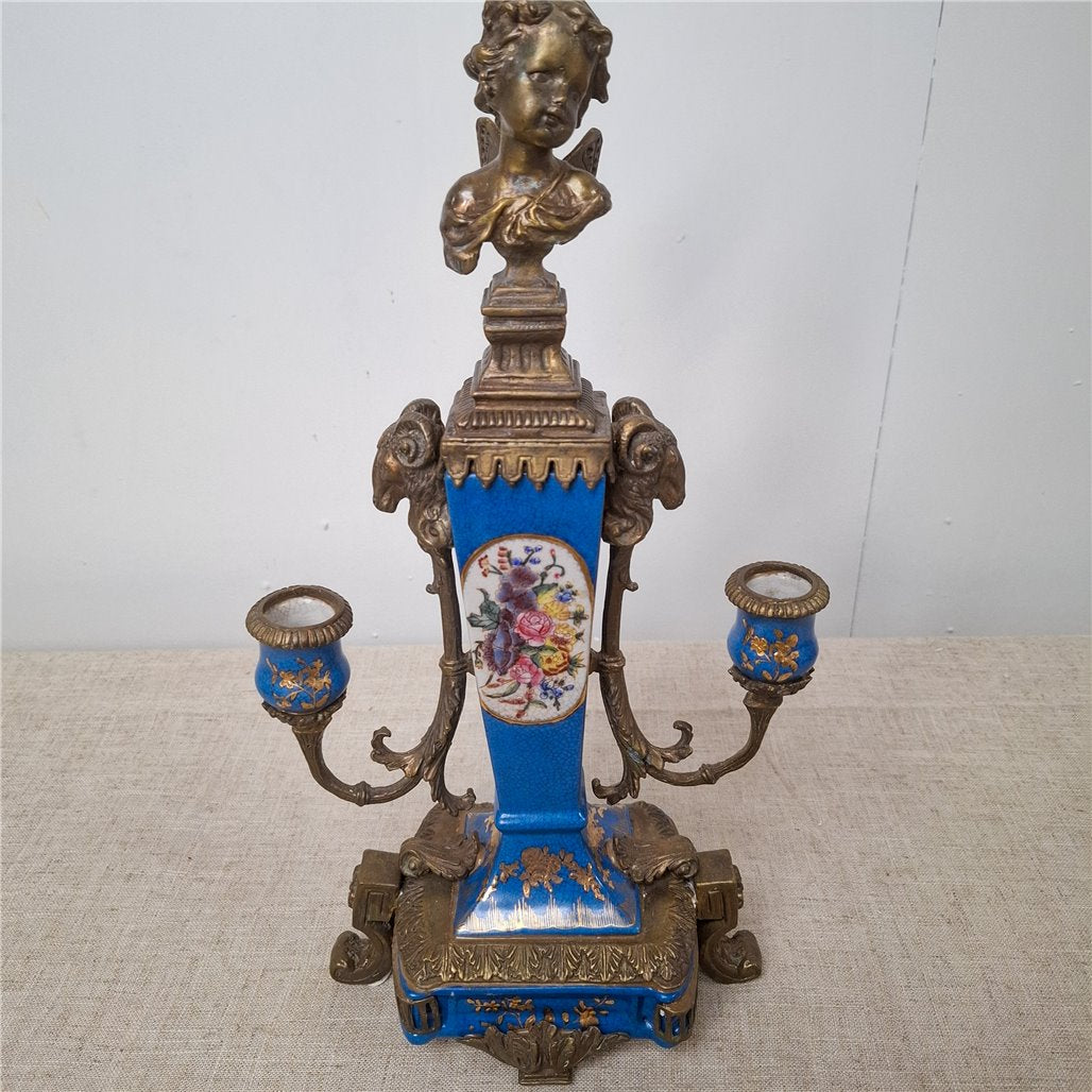 Danny's Fine Porcelain Blue Porcelain Ormolu Candelabra - CLOSEOUT