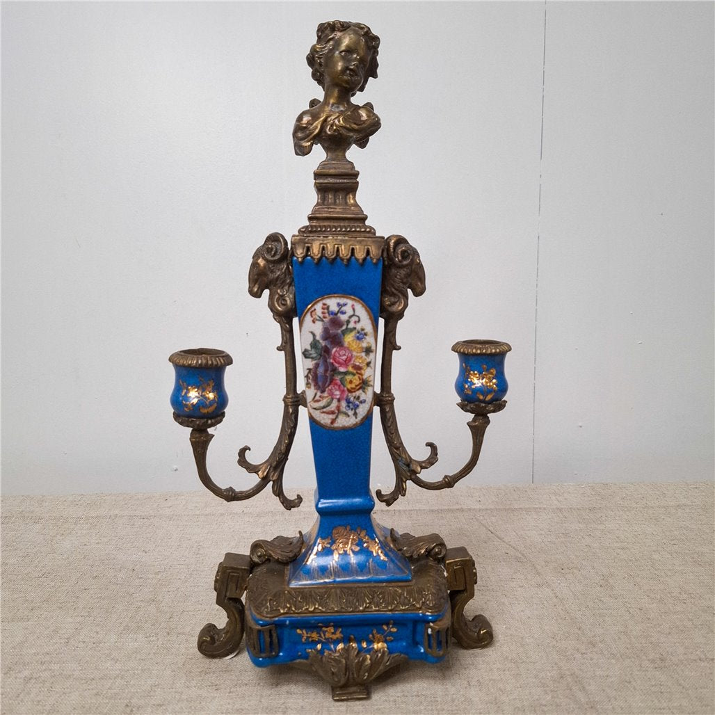 Danny's Fine Porcelain Blue Porcelain Ormolu Candelabra - CLOSEOUT