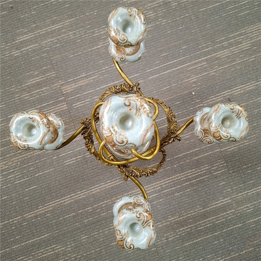 Danny's Fine Porcelain Bronze Ormolu Five Arm Candelabra - CLOSEOUT