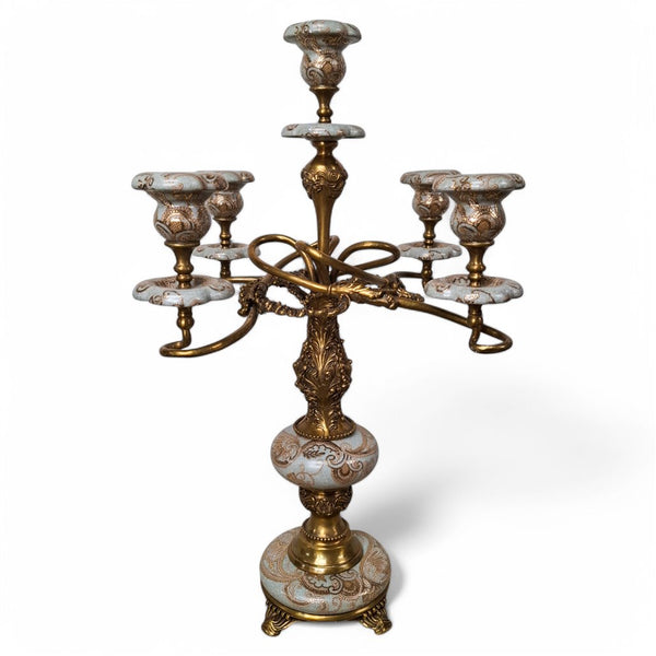 Danny's Fine Porcelain Bronze Ormolu Five Arm Candelabra - CLOSEOUT