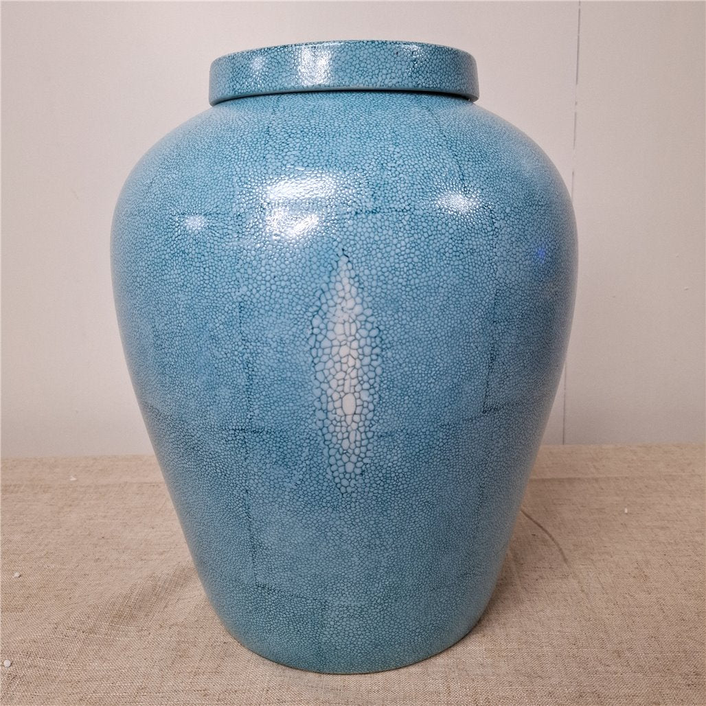Danny's Fine Porcelain Blue Crackle Porcelain Jar - CLOSEOUT
