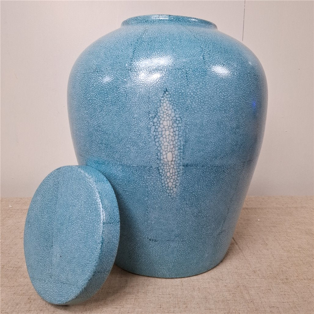 Danny's Fine Porcelain Blue Crackle Porcelain Jar - CLOSEOUT