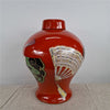 Danny's Fine Porcelain Red Fan Porcelain Covered Jar - CLOSEOUT