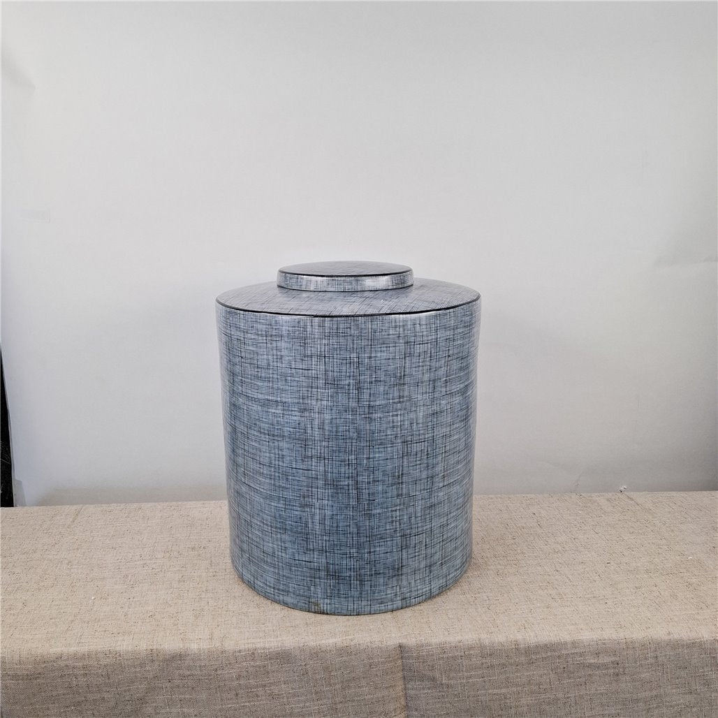 Danny's Fine Porcelain Blue Linen Garden Stool - CLOSEOUT