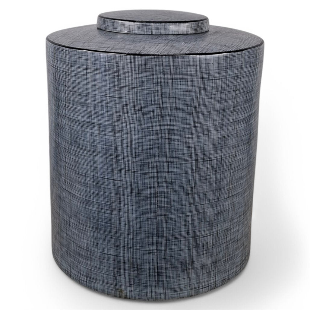 Danny's Fine Porcelain Blue Linen Garden Stool - CLOSEOUT