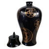 Danny's Fine Porcelain Black Fan Porcelain Covered Jar - CLOSEOUT