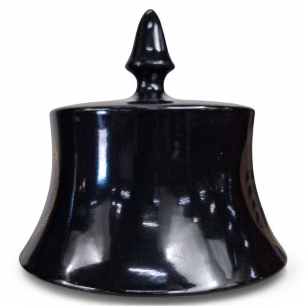 Danny's Fine Porcelain Black Fan Porcelain Covered Jar - CLOSEOUT