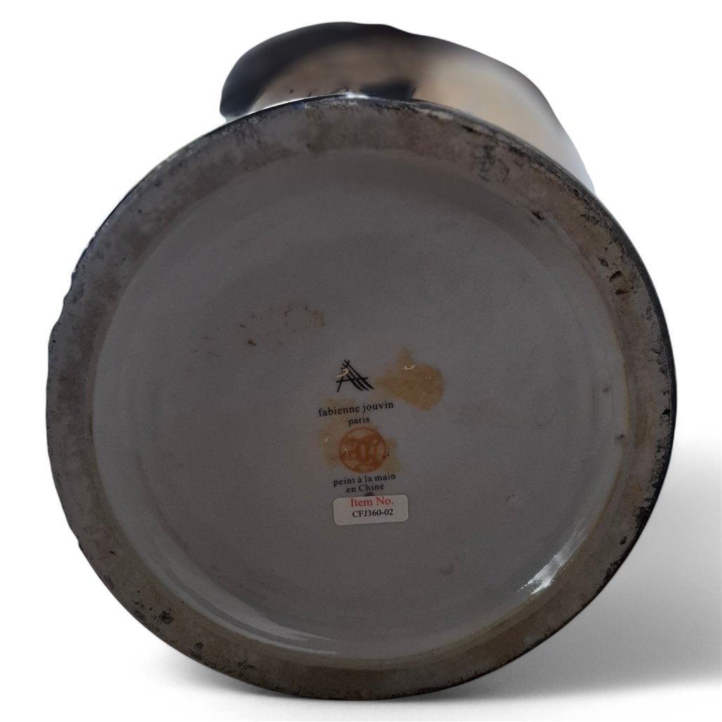 Danny's Fine Porcelain Black Fan Porcelain Covered Jar - CLOSEOUT