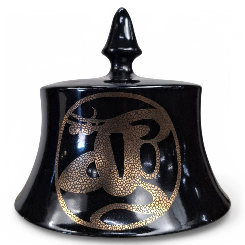 Danny's Fine Porcelain Black Fan Porcelain Covered Jar - CLOSEOUT