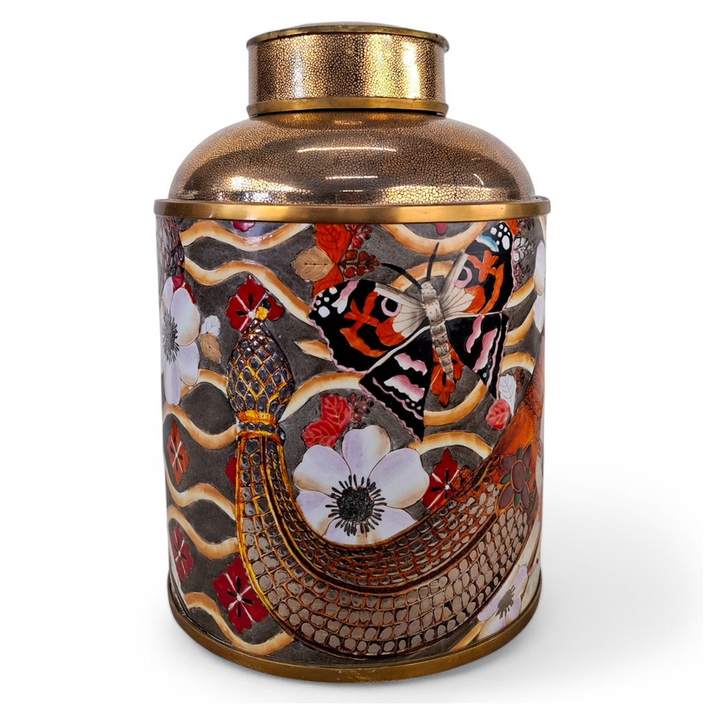 Danny's Fine Porcelain Porcelain Round Jar Portrait V with Bronze Ormolu – B793 - CLOSEOUT