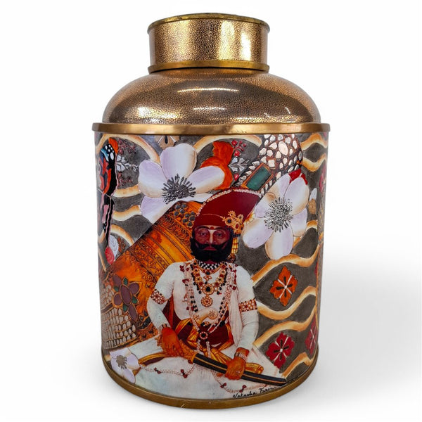 Danny's Fine Porcelain Porcelain Round Jar Portrait V with Bronze Ormolu – B793 - CLOSEOUT