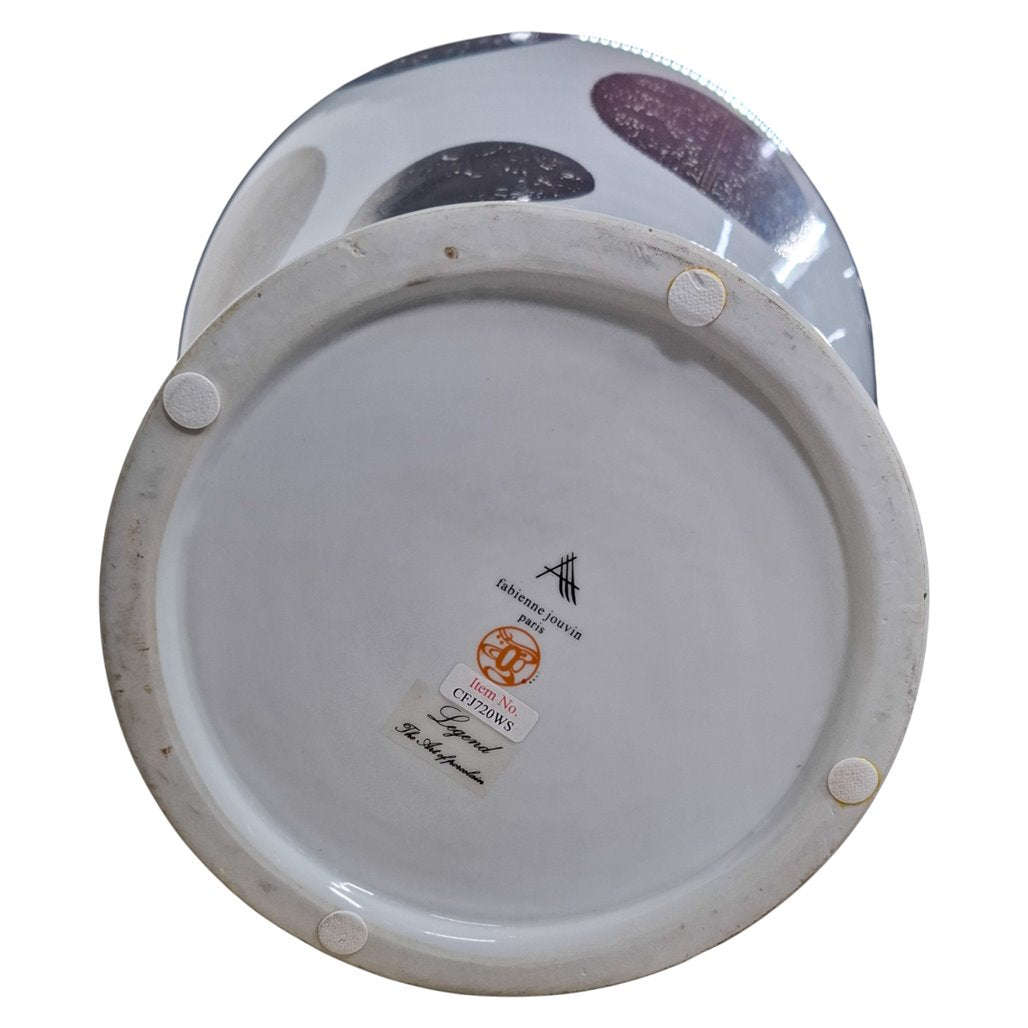 Danny's Fine Porcelain White Porcelain Covered Jar with Metallic Dot Pattern - CLOSEOUT
