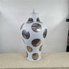 Danny's Fine Porcelain White Porcelain Covered Jar with Metallic Dot Pattern - CLOSEOUT