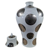 Danny's Fine Porcelain White Porcelain Covered Jar with Metallic Dot Pattern - CLOSEOUT