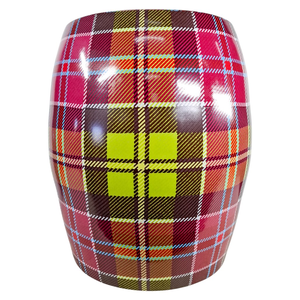 Danny's Fine Porcelain Plaid Porcelain Garden Stool - CLOSEOUT