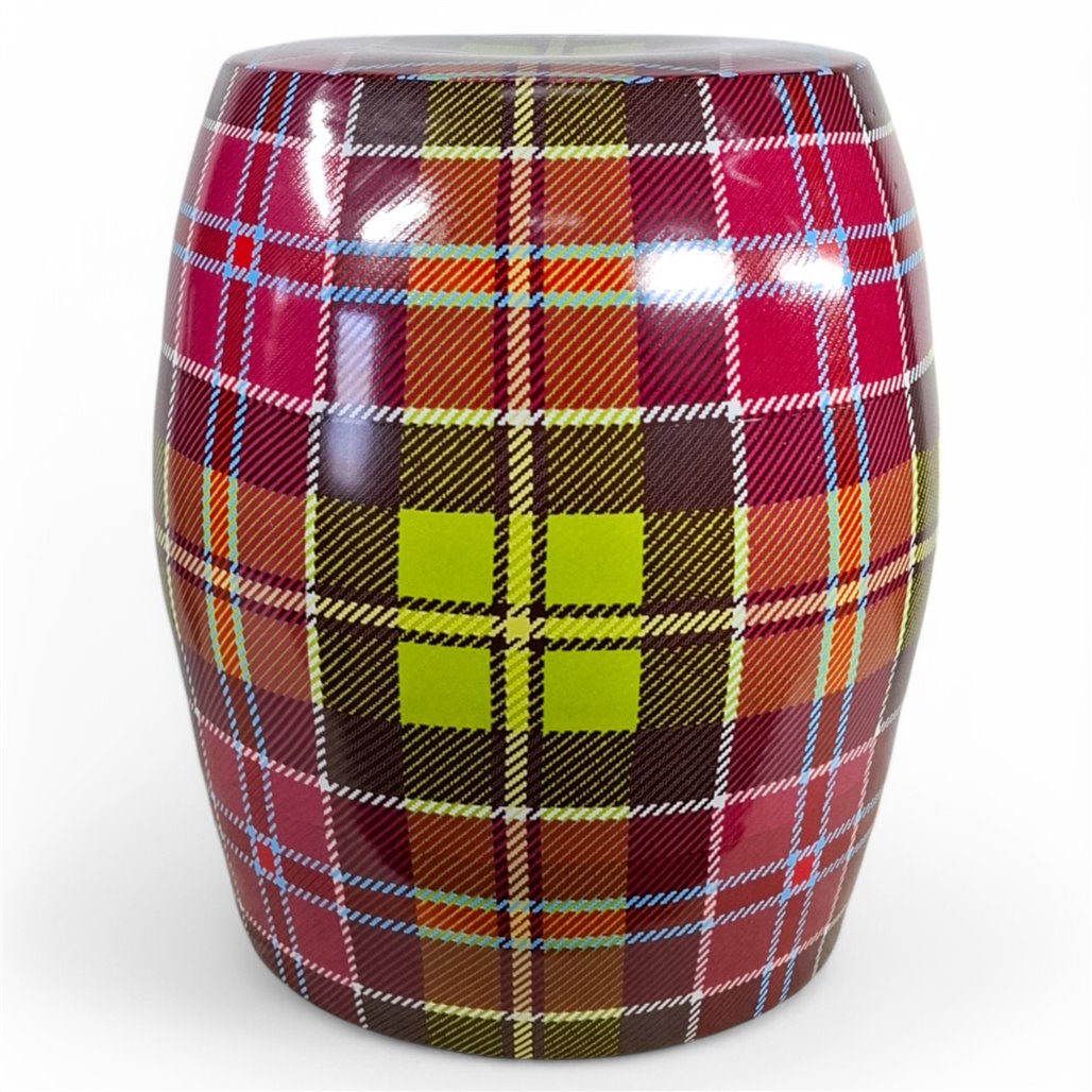 Danny's Fine Porcelain Plaid Porcelain Garden Stool - CLOSEOUT