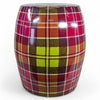 Danny's Fine Porcelain Plaid Porcelain Garden Stool - CLOSEOUT