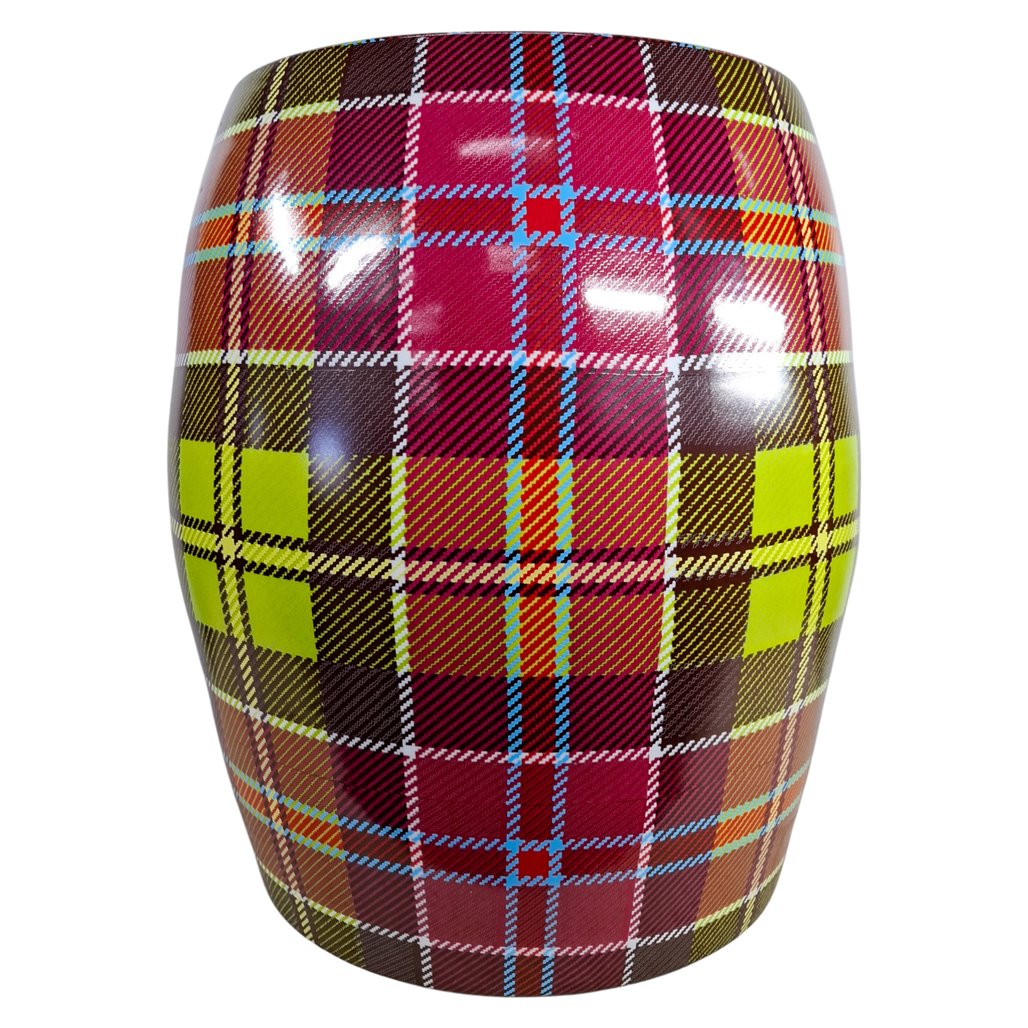 Danny's Fine Porcelain Plaid Porcelain Garden Stool - CLOSEOUT