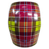 Danny's Fine Porcelain Plaid Porcelain Garden Stool - CLOSEOUT